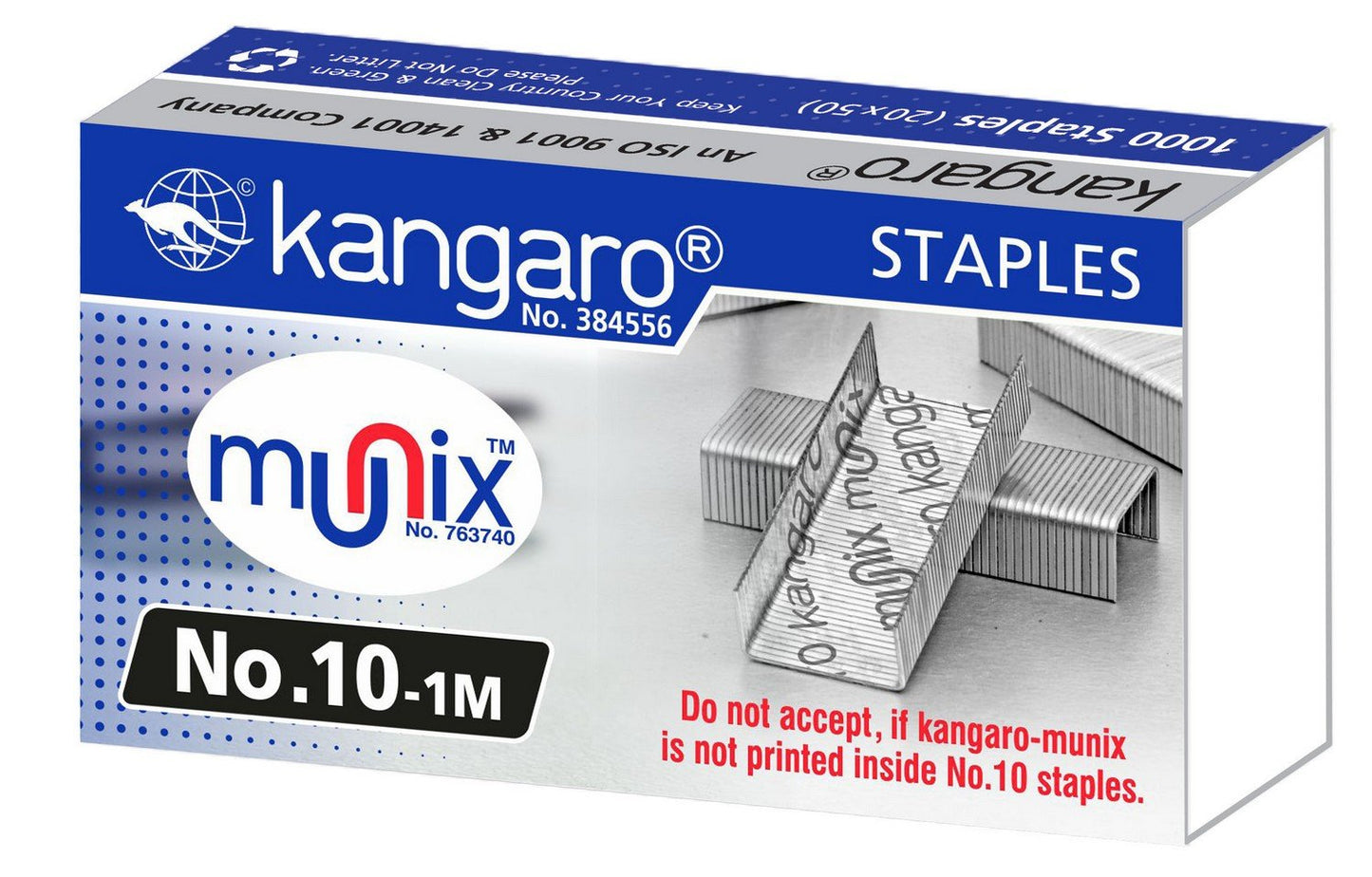 Kangaro Desk Essentials NO. 10-1M Heavy Duty Steel Wire Staple Pin | Zinc Coated with Rust Free Complete Steel Staple | Sturdy & Durable for Long Time Use