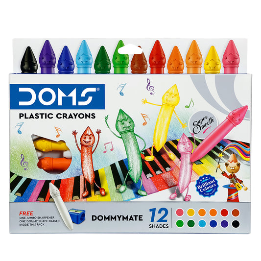 DOMS Dommymate Platsic Crayons 12 Shades